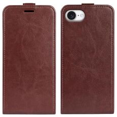 Per iPhone 16e R64 Texture Custodia per telefono in pelle con flip verticale singolo (marrone)