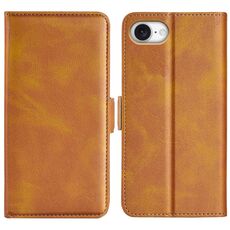 Per iPhone 16e Custodia per telefono in pelle con fibbia magnetica orizzontale a doppio lato (giallo)