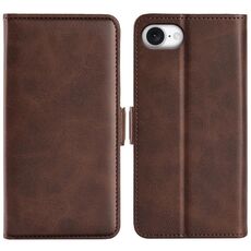 Per iPhone 16e Custodia in pelle con fibbia magnetica orizzontale a doppio lato (marrone)