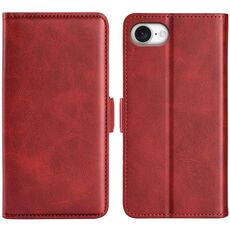 Per iPhone 16e Custodia per telefono in pelle con fibbia magnetica orizzontale a doppio lato (rosso)