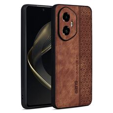 Custodia per telefono in pelle con effetto 3D in rilievo per Honor 300 AZNS (marrone)