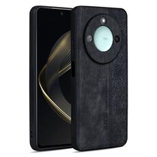 Custodia per telefono con effetto pelle in rilievo 3D per Honor X60 AZNS (nero)