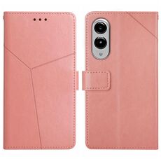Per Samsung Galaxy S25 Edge 5G Custodia per telefono in pelle a forma di Y (rosa)