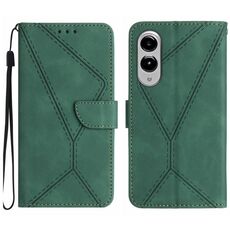 Per Samsung Galaxy S25 Edge 5G Custodia per telefono in pelle goffrata con cuciture (verde)