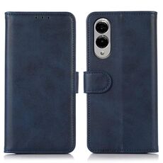 Per Samsung Galaxy S25 Edge 5G Custodia per telefono in pelle con texture di mucca (blu)