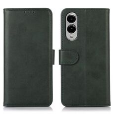Per Samsung Galaxy S25 Edge 5G Custodia per telefono in pelle con texture di mucca (verde)