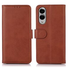 Per Samsung Galaxy S25 Edge 5G Custodia per telefono in pelle con texture di mucca (marrone)
