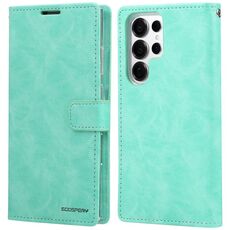 Per Samsung Galaxy S25 Ultra 5G GOOSPERY BLUE MOON Custodia per telefono in pelle con texture Crazy Horse (verde menta)