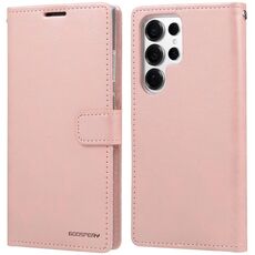 Per Samsung Galaxy S25 Ultra 5G GOOSPERY BLUE MOON Custodia per telefono in pelle con texture Crazy Horse (oro rosa)