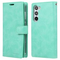 Per Samsung Galaxy S25+ 5G GOOSPERY MANSOOR DIARY Custodia in pelle con 9 slot per schede (verde menta)