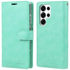 Per Samsung Galaxy S25 Ultra 5G GOOSPERY MANSOOR DIARY Custodia in pelle con 9 slot per schede (verde menta)