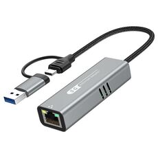 Adattatore di rete Ethernet cablato Gigabit 5G USB-C / Type-C e USB3.0 a RJ45 (grigio)