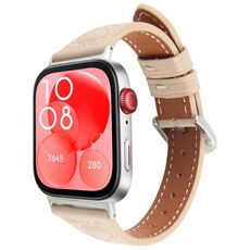Per Huawei Watch Fit 3 Cinturino in pelle goffrata a forma di cuore con connettore metallico (albicocca)