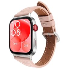 Per Huawei Watch Fit 3 Cinturino in pelle goffrata a forma di cuore con connettore metallico (rosa)