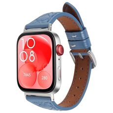 Per Huawei Watch Fit 2 Cinturino in pelle goffrata a forma di cuore con connettore metallico (blu fiordaliso)