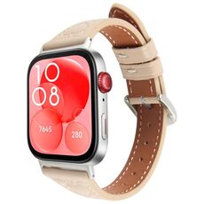 Per Huawei Watch Fit 2 Cinturino in pelle goffrata a forma di cuore con connettore metallico (albicocca)