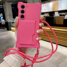 Per Samsung Galaxy S22 5G Liquid TPU Card Bag Custodia antiurto per telefono a quattro angoli (rosso rosa)