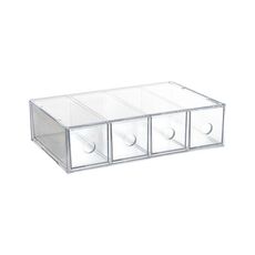 Organizer da scrivania in acrilico con 4 cassetti, espositore per occhiali impilabile, contenitore per pennelli da trucco, cancelleria, 27x17,5x7,3 cm