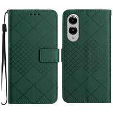 Per Samsung Galaxy S25 Edge 5G Custodia per telefono in pelle con trama a griglia rombica (verde)