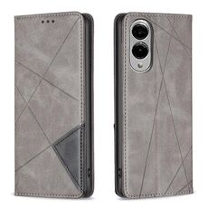 Per Samsung Galaxy S25 Edge 5G Custodia magnetica in pelle con trama a rombo (grigio)