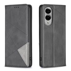 Per Samsung Galaxy S25 Edge 5G Custodia magnetica in pelle con trama a rombo (nera)