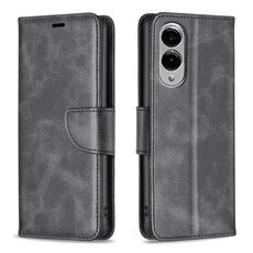 Per Samsung Galaxy S25 Edge 5G Custodia per telefono in pelle di agnello con texture a flip di colore puro (nero)