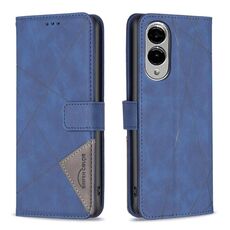 Per Samsung Galaxy S25 Edge 5G Custodia per telefono in pelle con fibbia magnetica e trama a rombi (blu)