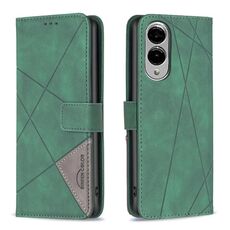 Per Samsung Galaxy S25 Edge 5G Custodia per telefono in pelle con fibbia magnetica e trama a rombi (verde)