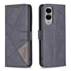 Per Samsung Galaxy S25 Edge 5G Custodia per telefono in pelle con fibbia magnetica e trama a rombi (nero)
