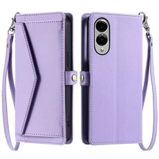 Per Samsung Galaxy S25 Edge 5G Portafoglio Multi-Slot per Scheda Custodia in Pelle per Telefono con Lanyard (Viola)
