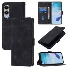 Per Samsung Galaxy S25 Edge 5G Custodia in pelle goffrata effetto pelle (nero)