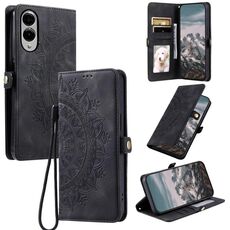 Per Samsung Galaxy S25 Edge 5G Custodia per telefono in pelle goffrata Skin Feel Totem (nera)