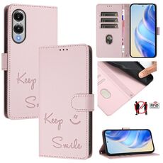 Per Samsung Galaxy S25 Edge 5G Smile Embossing RFID Custodia in pelle per telefono (rosa)