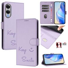 Per Samsung Galaxy S25 Edge 5G Smile Embossing RFID Custodia in pelle per telefono (viola chiaro)