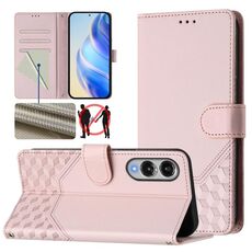 Per Samsung Galaxy S25 Edge 5G Custodia per telefono in pelle con stampa a nido d'ape RFID (rosa)