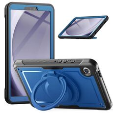 Per Samsung Galaxy Tab A9 Honeycomb Hybrid Tablet Custodia con maniglia e cinturino (blu navy)