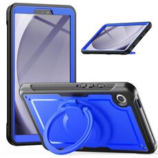 Per Samsung Galaxy Tab A9 Honeycomb Hybrid Tablet Custodia con maniglia e cinturino (blu scuro)
