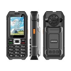 UNIWA M6000 Telefono con tastiera e altoparlante grande, 2,4 pollici, doppia torcia, 21 tasti, SOS, FM, 4 SIM, GSM, spina: spina UE (nero)