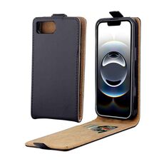 Per iPhone 16e Custodia in pelle con cerniera verticale e slot per schede (nero)