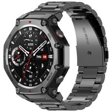 Per Amazfit T-REX 3 cinturino in metallo in acciaio inossidabile a tre perle (nero)
