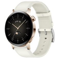 Per Huawei Watch GT 3 42mm Pulsante a pressione 20mm Cinturino in pelle (bianco)