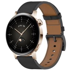 Per Huawei Watch GT 3 42mm Pulsante a pressione 20mm Cinturino in pelle (nero)