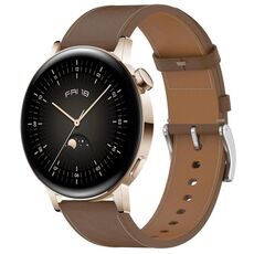 Per Huawei Watch GT 3 42mm Pulsante a pressione 20mm Cinturino in pelle (marrone)