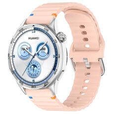 Per Huawei Watch GT 5 46mm Cinturino in silicone con cuciture a grana ondulata da 22mm (rosa)