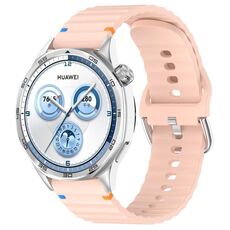 Per Huawei Watch GT 3 42mm Cinturino in silicone con cuciture a grana ondulata da 20mm (rosa)