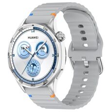 Per Huawei Watch GT 3 42mm cinturino in silicone con cuciture a grana ondulata da 20mm (grigio)