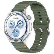 Per Huawei Watch GT 3 42mm cinturino in silicone con cuciture a grana ondulata da 20mm (verde militare)