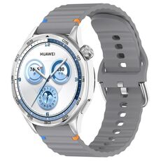 Per Huawei Watch GT 3 42mm Cinturino in silicone con cuciture a grana ondulata da 20mm (grigio siderale)