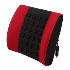 Cuscino lombare elettrico universale per auto, supporto lombare per auto (nero e rosso)