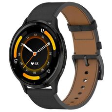 For Garmin Venu 3 Press Button 22mm Leather Watch Band(Black)
